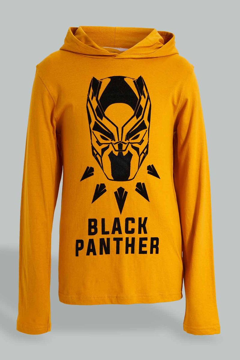 Redtag-Mustard-Black-Panther-Hoody-Tee-Graphic-Prints-Senior-Boys-9 to 14 Years