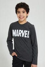 تنزيل الصورة على معرض الصور، Redtag-Charcoal-Marvel-Embroideredoss-T-Shirt-Graphic-Prints-Senior-Boys-9 to 14 Years
