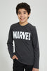 Redtag-Charcoal-Marvel-Embroideredoss-T-Shirt-Graphic-Prints-Senior-Boys-9 to 14 Years