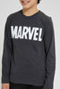 Redtag-Charcoal-Marvel-Embroideredoss-T-Shirt-Graphic-Prints-Senior-Boys-9 to 14 Years