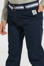 Load image into Gallery viewer, Redtag-Navy-Belted-Chino-Chino-Trousers-Boys-2 to 8 Years
