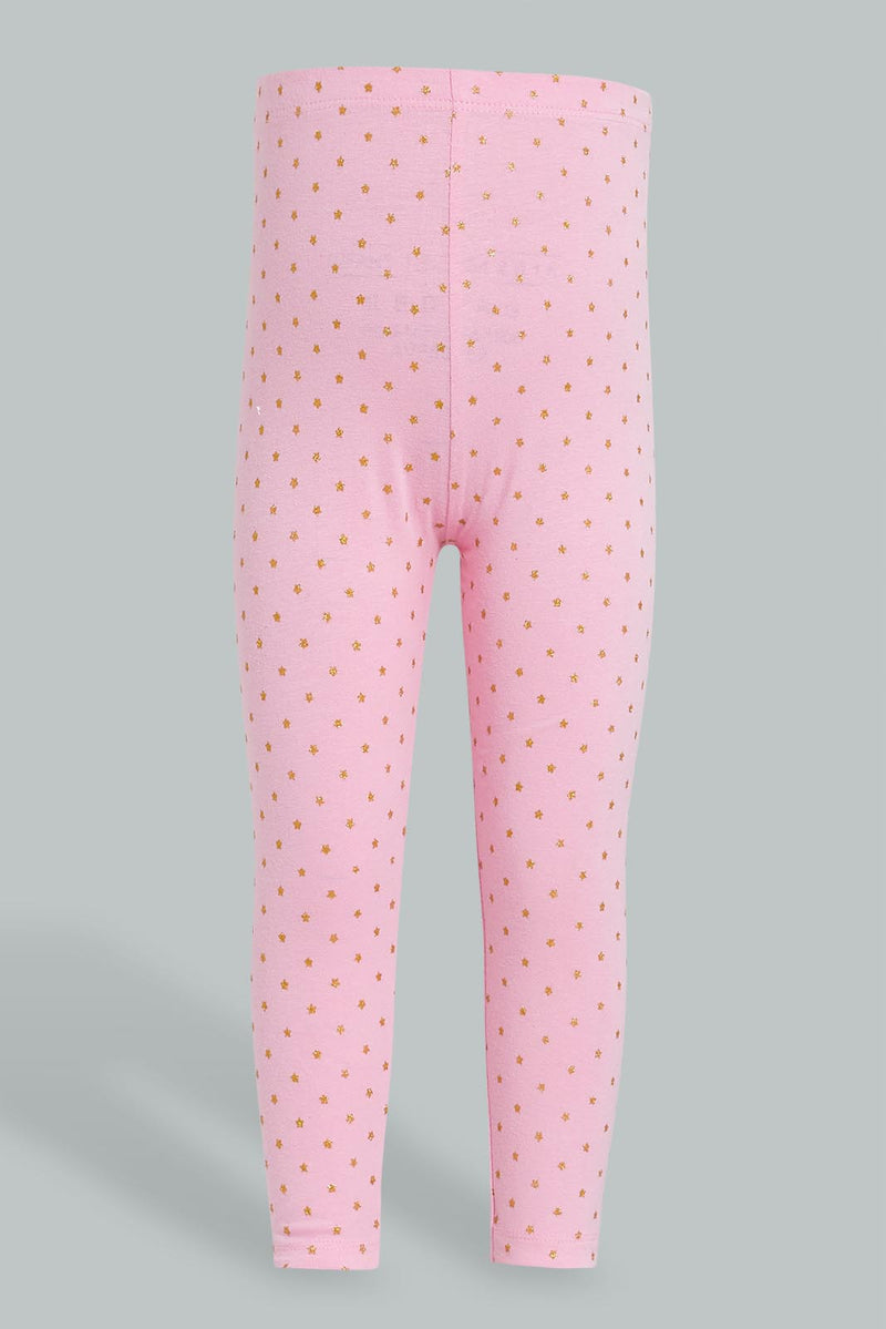 Redtag-Pink-Printed-Foil-Legging-Leggings-Infant-Girls-3 to 24 Months