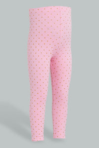 Redtag-Pink-Printed-Foil-Legging-Leggings-Infant-Girls-3 to 24 Months