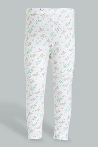 Redtag-Assorted-2Pcs-Pack-Floral-Print-Legging-Leggings-Infant-Girls-3 to 24 Months