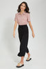Redtag-Black-Jacquard-Culottes-With-Belt-Trousers-Senior-Girls-9 to 14 Years