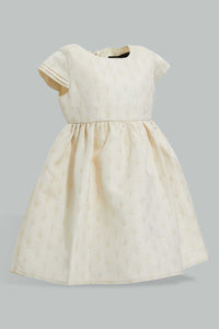 Redtag-Jacquard-Cap-Sleeves-Dress-Dresses-Infant-Girls-3 to 24 Months