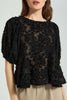 Redtag-Black-Baloon-Sleeve-Jacquard-Peplum-Blouse-Blouses-Women's-