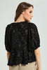 Redtag-Black-Baloon-Sleeve-Jacquard-Peplum-Blouse-Blouses-Women's-