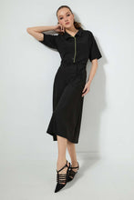 تنزيل الصورة على معرض الصور، Redtag-Black-Shimmer-Long-Dress-Dresses-Women&#39;s-
