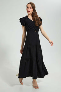 Redtag-Black-Lace-Dress-With-Belt-Dresses-Women's-