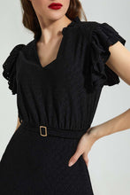 تنزيل الصورة على معرض الصور، Redtag-Black-Lace-Dress-With-Belt-Dresses-Women&#39;s-
