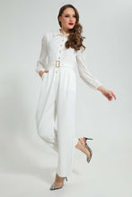 Load image into Gallery viewer, Redtag-White-Textured-Jumpsuit-Dresses-Women&#39;s-
