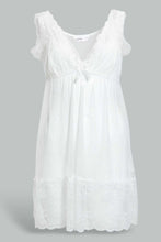 Load image into Gallery viewer, Redtag-Ivory-Plain-Non-Padded-Mesh-Babydoll-With-Thong-Babydolls-Women&#39;s-
