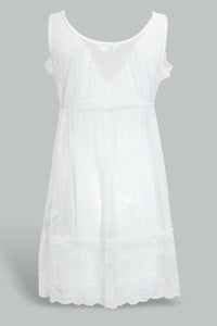 Redtag-Ivory-Plain-Non-Padded-Mesh-Babydoll-With-Thong-Babydolls-Women's-
