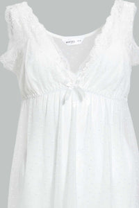 Redtag-Ivory-Plain-Non-Padded-Mesh-Babydoll-With-Thong-Babydolls-Women's-