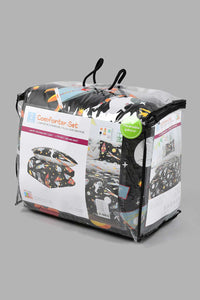 Redtag-Black/Grey-Space-Craft-Print-2-Piece-Comforter-Set-(Kids)-Kids-Comforters-Home-Bedroom-