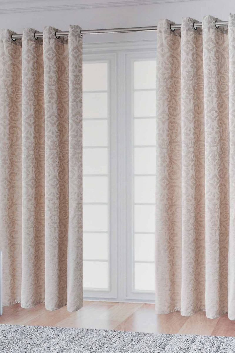 Redtag-Beige-2-Piece-Damask-Jacquard-Curtain-Without-Lining-Curtains-Home-Bedroom-