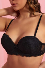 تنزيل الصورة على معرض الصور، Redtag-Black-Plain-Lace-Balconette-Bra-Balconette-Women&#39;s-
