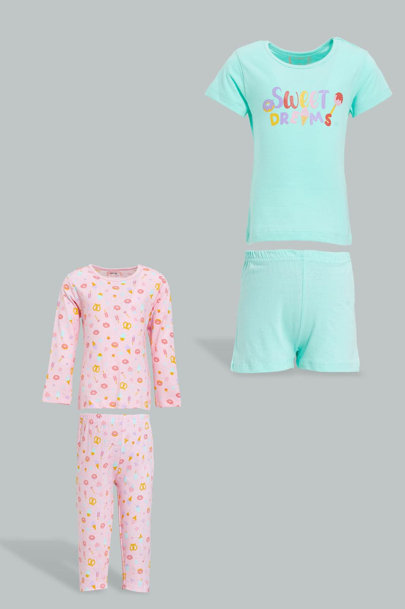 Redtag-Multi-Colour-Sweet-Dreams-2Pcs-Pack-Short-&-Full-Length-Pyjama-Set-Colour:Assorted,-Filter:Infant-Girls-(3-to-24-Mths),-Infant-Girls-Pyjama-Sets,-New-In,-New-In-ING,-Non-Sale,-S22B,-Section:Kidswear-Infant-Girls-3 to 24 Months