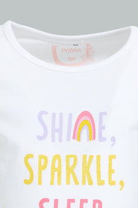 Redtag-Multi-Colour-Shine-Sparkle-2-Pcs-Pack-Short-&-Full-Length-Pyjama-Set-Colour:Assorted,-Filter:Infant-Girls-(3-to-24-Mths),-Infant-Girls-Pyjama-Sets,-New-In,-New-In-ING,-Non-Sale,-S22B,-Section:Kidswear-Infant-Girls-3 to 24 Months