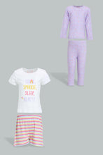 Load image into Gallery viewer, Redtag-Multi-Colour-Shine-Sparkle-2-Pcs-Pack-Short-&amp;-Full-Length-Pyjama-Set-Colour:Assorted,-Filter:Infant-Girls-(3-to-24-Mths),-Infant-Girls-Pyjama-Sets,-New-In,-New-In-ING,-Non-Sale,-S22B,-Section:Kidswear-Infant-Girls-3 to 24 Months
