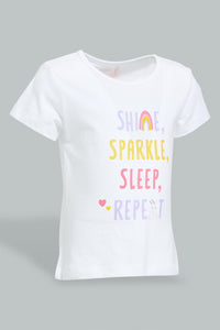 Redtag-Multi-Colour-Shine-Sparkle-2-Pcs-Pack-Short-&-Full-Length-Pyjama-Set-Colour:Assorted,-Filter:Infant-Girls-(3-to-24-Mths),-Infant-Girls-Pyjama-Sets,-New-In,-New-In-ING,-Non-Sale,-S22B,-Section:Kidswear-Infant-Girls-3 to 24 Months