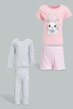 Load image into Gallery viewer, Redtag-Multi-Colour-Rabbit-Print-2Pcs-Pack-Short-&amp;-Full-Length-Pyjama-Set-Colour:Assorted,-Filter:Infant-Girls-(3-to-24-Mths),-Infant-Girls-Pyjama-Sets,-New-In,-New-In-ING,-Non-Sale,-S22B,-Section:Kidswear-Infant-Girls-3 to 24 Months
