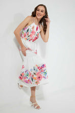 تنزيل الصورة على معرض الصور، Redtag-White-Halterneck-Tiered-Floral-Dress-Dresses-Women&#39;s-
