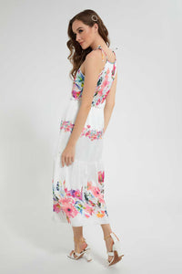 Redtag-White-Halterneck-Tiered-Floral-Dress-Dresses-Women's-