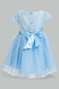 Redtag-Blue-Lace-Yoke-Mesh-Dress-Dresses-Infant-Girls-3 to 24 Months