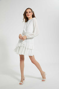 Redtag-White--Belted-Dress-Dresses-Women's-