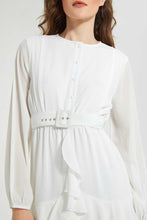 تنزيل الصورة على معرض الصور، Redtag-White--Belted-Dress-Dresses-Women&#39;s-
