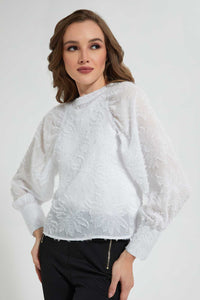 Redtag-White-Textured-Blouse-Blouses-Women's-