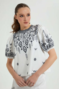 Redtag-White-Printed-Top-Blouses-Women's-