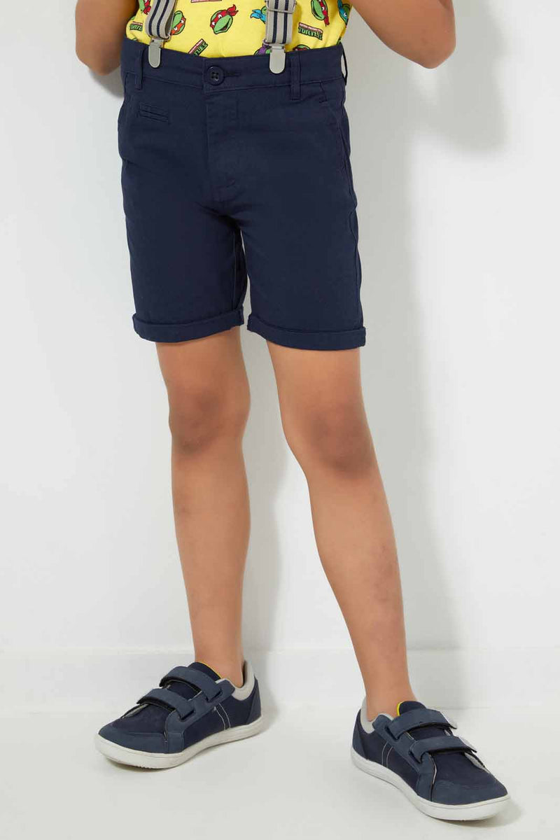 Redtag-Navy-Chino-Short-With-Braces-Chino-Shorts-Boys-2 to 8 Years