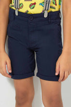 تنزيل الصورة على معرض الصور، Redtag-Navy-Chino-Short-With-Braces-Chino-Shorts-Boys-2 to 8 Years
