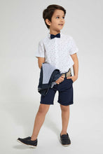 Load image into Gallery viewer, Redtag-Navy-Belted-Birdseye-Short-Shorts-Boys-2 to 8 Years
