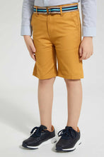 Load image into Gallery viewer, Redtag-Yellow-Belted-Birdseye-Short-Shorts-Boys-2 to 8 Years
