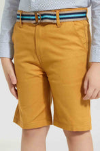 Load image into Gallery viewer, Redtag-Yellow-Belted-Birdseye-Short-Shorts-Boys-2 to 8 Years
