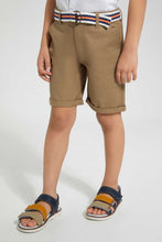 تنزيل الصورة على معرض الصور، Redtag-Beige-Belted-Birdseye-Short-Shorts-Boys-2 to 8 Years
