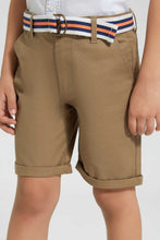 تنزيل الصورة على معرض الصور، Redtag-Beige-Belted-Birdseye-Short-Shorts-Boys-2 to 8 Years
