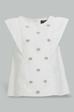 Load image into Gallery viewer, Redtag-White-Cut-And-Sew-Embroidered-Blouse-With-Coral-Short-Sets-Infant-Girls-3 to 24 Months
