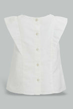 Load image into Gallery viewer, Redtag-White-Cut-And-Sew-Embroidered-Blouse-With-Coral-Short-Sets-Infant-Girls-3 to 24 Months
