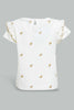 Redtag-Ivory-Bunny-Printed-T-Shirt-All-Over-Prints-Infant-Girls-3 to 24 Months