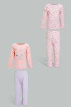 Load image into Gallery viewer, Redtag-Multi-Colour-Bird-Aop-2-Pc-Pack-Full-Length-Pyjama-Set-Pyjama-Sets-Infant-Girls-3 to 24 Months
