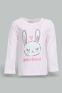 Redtag-Multi-Colour-Bunny-Aop-2-Pc-Pack-Full-Length-Pyjama-Set-Pyjama-Sets-Infant-Girls-3 to 24 Months