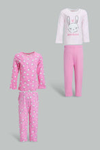 Load image into Gallery viewer, Redtag-Multi-Colour-Bunny-Aop-2-Pc-Pack-Full-Length-Pyjama-Set-Pyjama-Sets-Infant-Girls-3 to 24 Months
