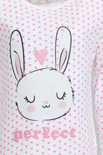 Load image into Gallery viewer, Redtag-Multi-Colour-Bunny-Aop-2-Pc-Pack-Full-Length-Pyjama-Set-Pyjama-Sets-Infant-Girls-3 to 24 Months
