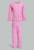 Redtag-Multi-Colour-Bunny-Aop-2-Pc-Pack-Full-Length-Pyjama-Set-Pyjama-Sets-Infant-Girls-3 to 24 Months