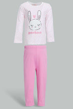 Load image into Gallery viewer, Redtag-Multi-Colour-Bunny-Aop-2-Pc-Pack-Full-Length-Pyjama-Set-Pyjama-Sets-Infant-Girls-3 to 24 Months
